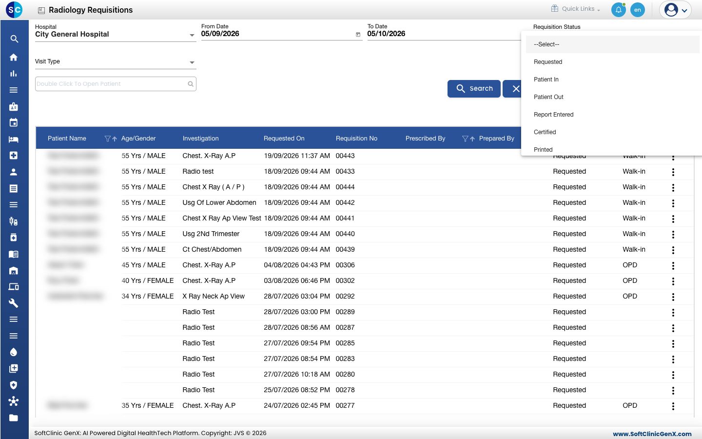 The Requisition Status choices.