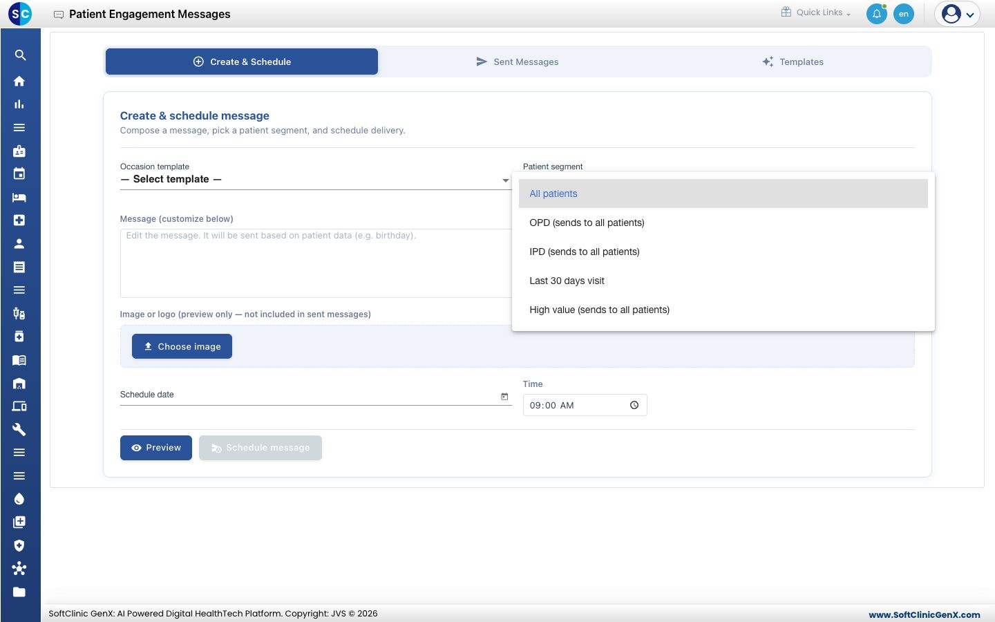 The Patient segment list with All patients selected